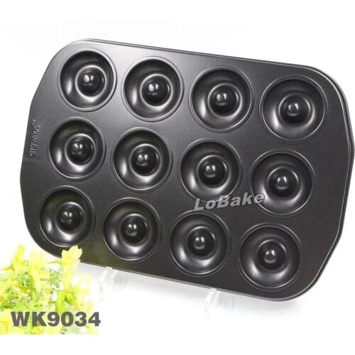12 cavities round carbon steel doughnut mold donut maker fondant biscuit cookie mould with whitford nonstick coating DIY baking