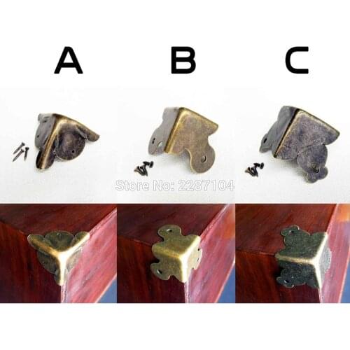 12pcs Heavy Duty Metal Iron Decor Antique Brass Jewelry Chest Wine Gift Box Wooden Case Furniture Corner Protector Guard