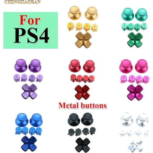 16sets 8colors For PS4 Aluminium Metal D PAD Analogue Bullet Buttons For PS4 Controller Thumb grip cap Replacement Chrome