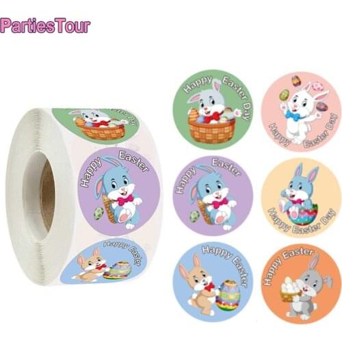 500pcs/roll Easter Stickers Happy Easter Bunny Sticker Wall Decals Scrapbooks Personalized Arts Crafts Paper Sealing stickers