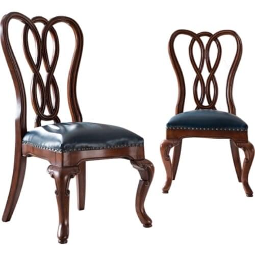 AB339 American Solid Wood Genuine Leather chair European style Home Dining Room Soft Pack Dining Chair