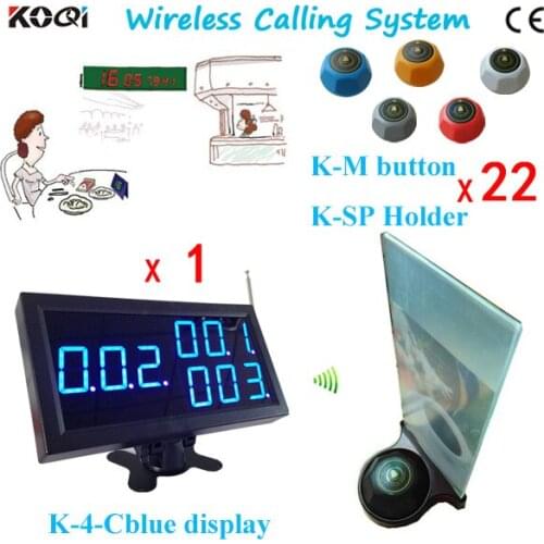 Wireless Waiter Call System with CE certification, one set including 22 call buttons and 1 number display, Shipping Free