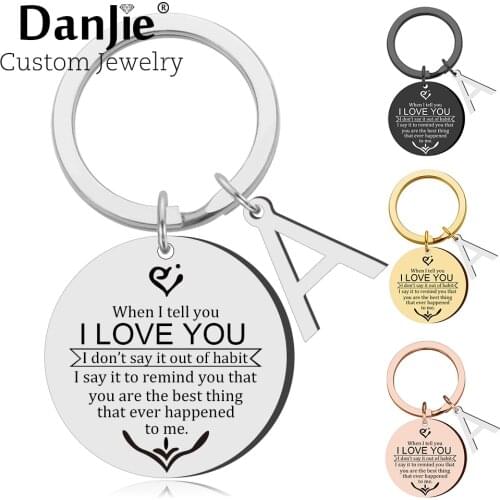 Anniversary 26 Letter Keychain for Wife Husband Couple Valentines Day Christmas Birthday Wedding Gifts for Boyfriend Girlfriend