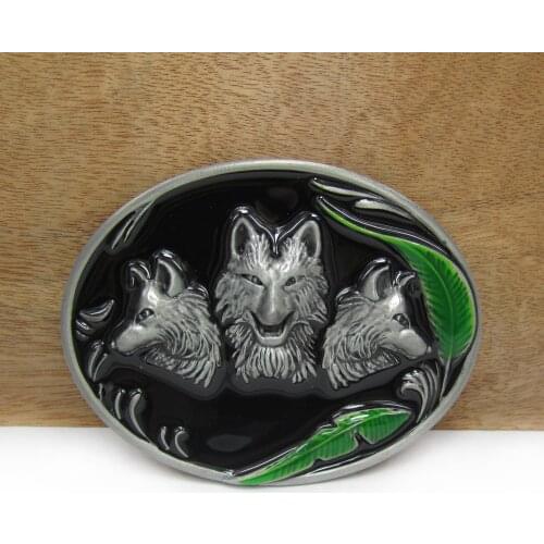 BuckleClub zinc alloy retro western wolf jeans gift cowboy belt buckle FP-02560-3 for men 4cm width loop drop shipping