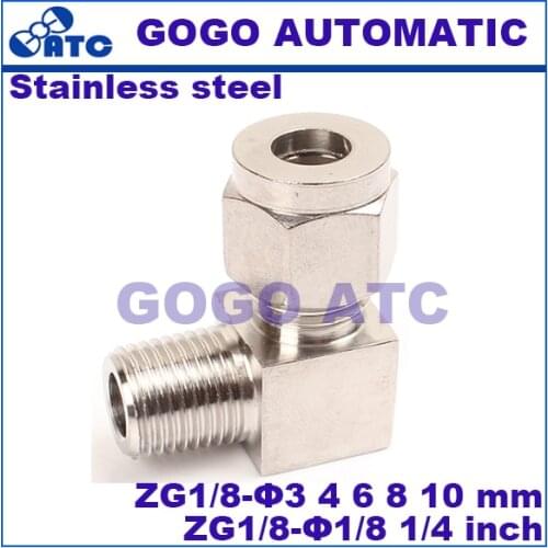 Quick coupler ZG1/8 male thread O.D 3 4 6 8 10 mm 1/8 1/4 inch hard tube stainless steel 304 Right angle elbow connector fitting