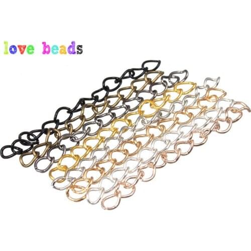 100Pcs 50mm Necklace Extension Chain Bulk Bracelet Extended Chains Tail Extender for DIY Jewelry Making Findings 7 Color