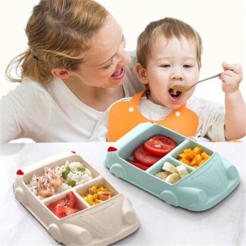 Children Plate Red Blue Cartoon Division Tableware Baby Food Supplement Bowl
