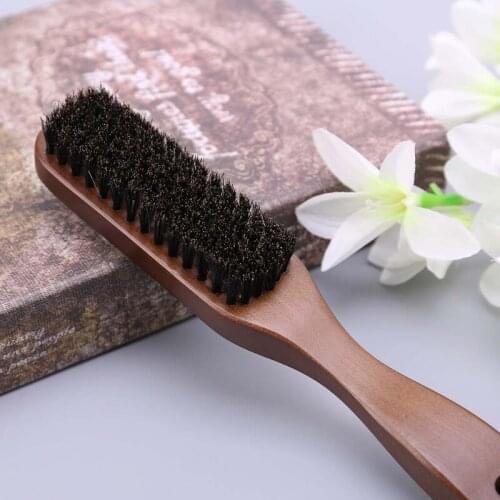 Men Boar Bristle Mustache Brush Wood Handle Comb Facial Beard Cleaning Styling