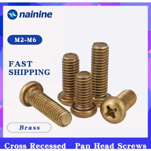 GB818 [M2 M2.5 M3 M4 M5 M6] Copper Machine Screws Phillips Machine Pan Head Brass Screws DIN7985 B054