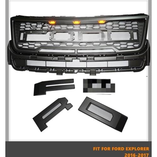 Good Quality ABS Front Middle Grill Racing Grills With LED Lights Fit For Ford Explorer 2016-2017
