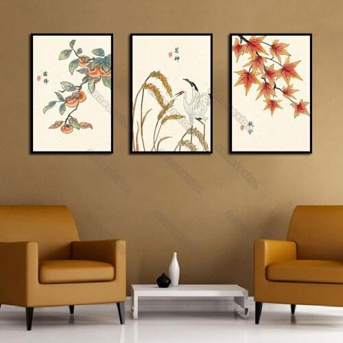 Chinese 24 Solar Terms Canvas Painting Wall Poster Autumn Festival Grain In Ear Autumn Equinox Cold Dews for Home Room Decoratio