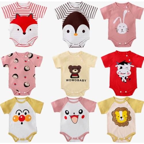Newborn Baby Summer Rompers Soft Cotton Infant Body Short Sleeve Kids Jumpsuit Cartoon Ropa Bebe Baby Boy Girl Clothes