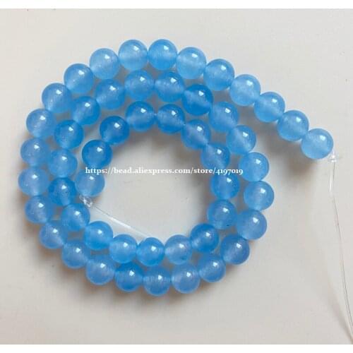 Free Shipping Natural Stone Lt Blue Chalcedony Jades Round Loose Beads 6 8 10 MM Pick Size 4.8
