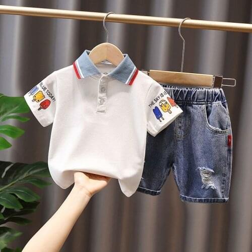 Boys Summer Suits Kids Clothes 2021 Style Childrens Western Style Handsome Trend Little Boys Baby Girls Short-sleeved Tops