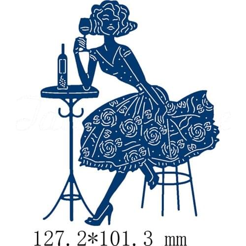Drinking Girl Metal Cutting Dies Stencils for DIY Scrapbooking Embossing Photo Album Decoration Paper Cards Crafts Die Cut 2019