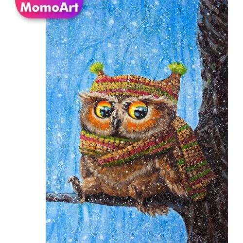 MomoArt Diamond Painting Owl Animal Picture Rhinestones Kits Diamond Mosaic Cross Stitch Embroidery Cartoon 5D DIY Child Gift