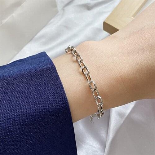 New Fashion Geometry Chain Bracelet For Women Jewelry Trendy 925 Sterling Silver Bracelets Female Princess Party Accessories Hot