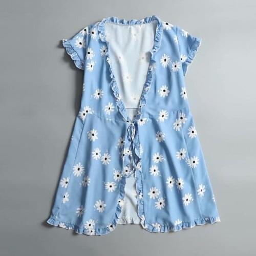2021 Summer New Euro American Fashion European Printed Ruffle Wrapped Lace Up Dress DLQZ1938