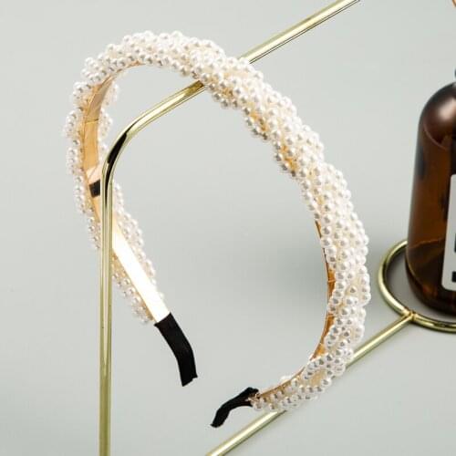 Fashion Korean Full White Imitation Pearl Hair Band Girl Super Cute Temperament Simple and Versatile Hair Band Accessories