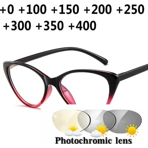 New Transition Sunglasses Photochromic Reading Glasses Retro Fashion Cat Ultra Light Female Hyperopia UV400 Reading Glasses NX