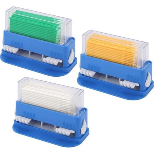 3 Colors Dental Disposable Micro Applicator Tip Bendable Sticks Brush Dispenser with Box