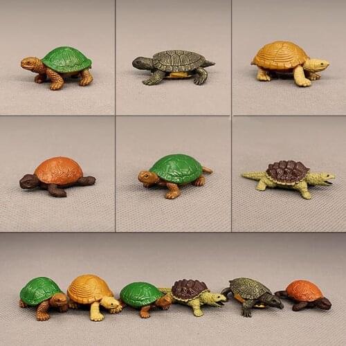 6Types/Set Mini Plastic Reptile Model Turtle Painted Turtle Tortoise Snapping Turtle Giant Musk Turtle Model Sand Table Toys