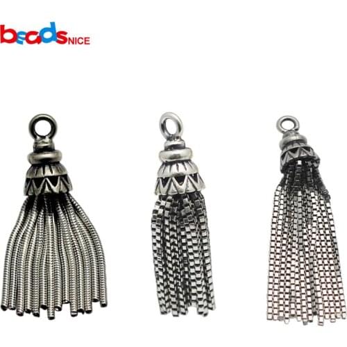 Beadsnice Antique Silver Tassel Charms 925 Sterling Silver Jewelry Necklace Findings Earring Components Handmade Gift ID 34957