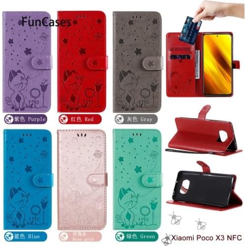 Half Wrapped Cases For cover Xiaomi Poco X3 NFC Flower Ajax Phone Cover sFor Poco X3 NFC Hoesje armor PU Leather Wallet Flip