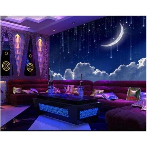 Custom photo wallpaper 3d wall murals wallpaper Cool fantasy starry sky moon white cloud mural background wall paper home decor