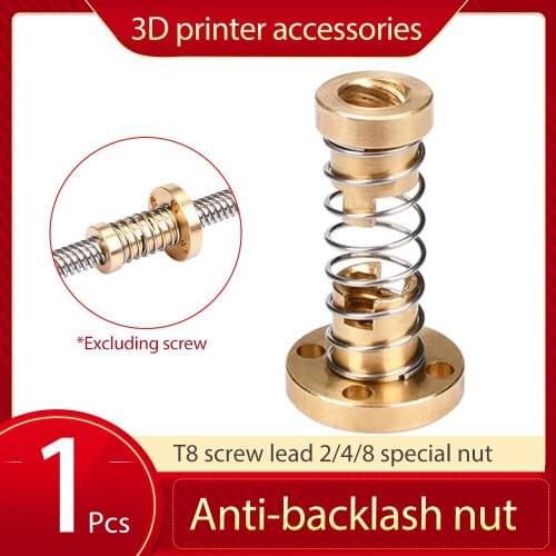T8 Anti Backlash Spring Loaded Nut Elimination Gap Nut for 2/4/8mm Acme Threaded Rod Lead Screws DIY CNC 3D Printer Parts