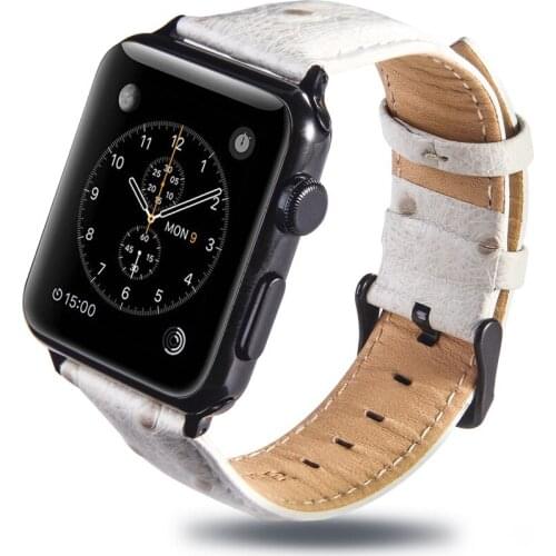 Classic Ostrich Pattern Strap for iWatch Series 6/5/4/3/2/SE Men/Women Leather Bracelet for Apple Watch Band 38mm 42mm 40mm 44mm