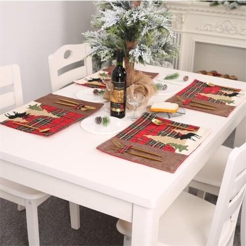Chrismas Placemat Table Mat Tableware Heat Insulation Placemat Soft Washable Bowl Coaster pad knife and fork mat home decor