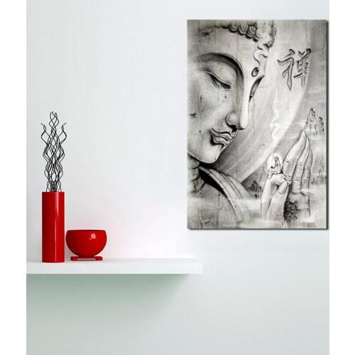 Buddha Zen Calligraphy Black White Canvas Painting Print Bedroom Home Decor Modern Wall Art Oil Painting Poster Pictures Artwork