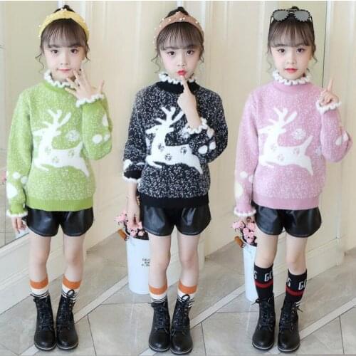 Spring bottoming shirt for girls warm jacket teenage fashionable Xmas long sleeve mink fur softable pullovers children sweaters