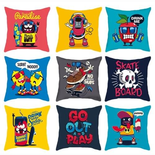 Funny Cartoon Animals fruits kids punk Pillow Case Interesting Words pillow Cover Pillow Case zara home