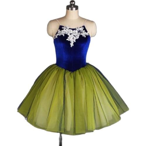 New Navy Blue Velvet Top Yellow Tulle Romantic Ballet Dance Dress For Girls/Women Ballet Stage Performance Dance Tutu