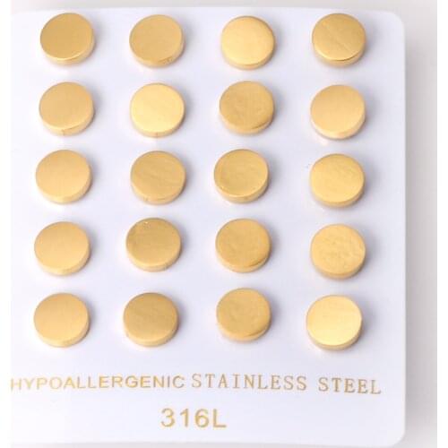 10 Pairs Stainless Steel Wholesale Earrings Sets Classic Style Gold Color Stud Earring Accessories Women Men Small Earrings