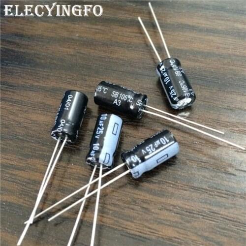 100pcs 10uF 25V10UF TEAPO SB Series 6.3x11mm Low leakage current 25V10uF Aluminum Electrolytic Capacitor