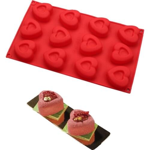 12 Holes Heart Shapes Cake Silicone Molds Chocolate Jelly Pudding Ice Dessert Cake Decorating Tools Bakeware Set Kicthen Moulds