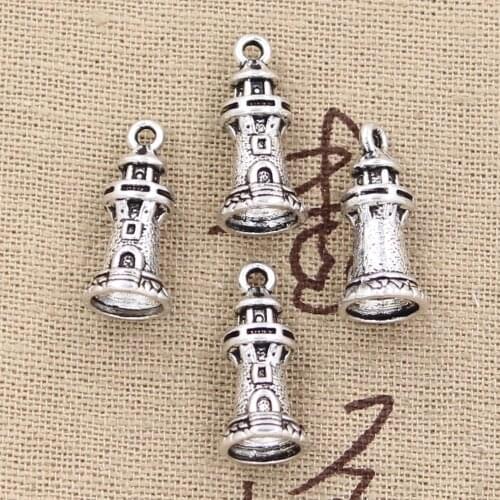 15pcs Charms Castle Lighthouse 20x9mm Handmade Craft Pendant Making fit,Vintage Tibetan Silver color,DIY For Bracelet Necklace