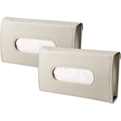 2PCS Car Tissue Holder Visor Napkin Case Leather Vehicle Backseat Door Tissue Holder Car Hanging Towel Paper Tissues Box