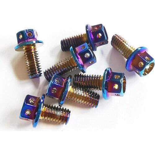 2pcs M6 burnt titanium blue stainless steel external hex hollow flange screw motorcycle modified fixed bolt 10mm-90mm long