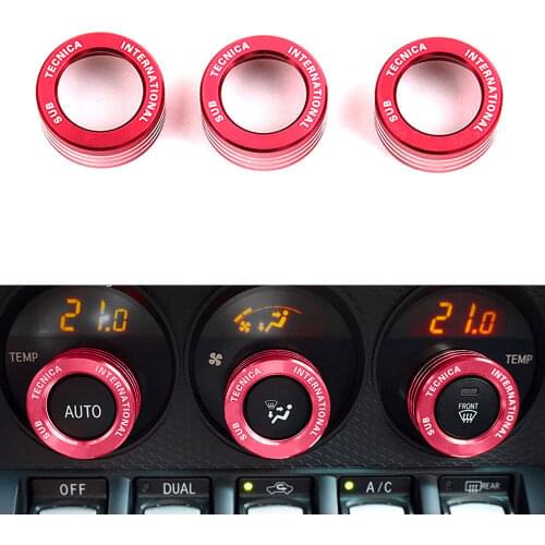 3PCS Red Anodized Aluminum Control AC Knob Volume Cover Trim Ring For Subaru BRZ GT86 FT86 FR-S Car Styling Accessories Covers