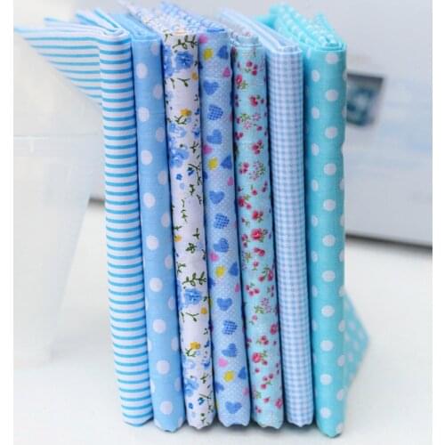 7pcs Blue 100% Cotton Patchwork Fabric for DIY Sewing Quilting Tissue Kids Bedding Doll Bags Cloth Textiles Fabric 50X50cm BL007