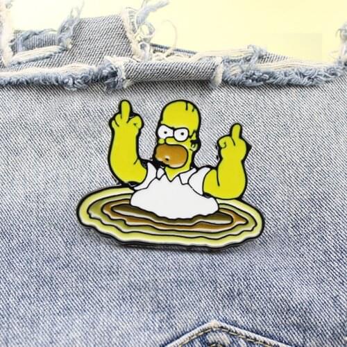 Frappuccino Homer Simpson Brooches frappuccino escape badgeswirl Badge Enamel pins Anime TV Brooch Bag Clothes Jewelry