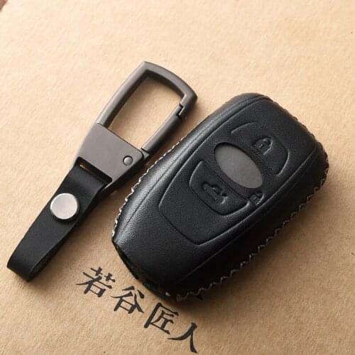 Genuine Leather Car Key Cover Case fob keyring For Subaru Legacy XV Forester Outback Subaru BRZ Remote Key Cover Keyless