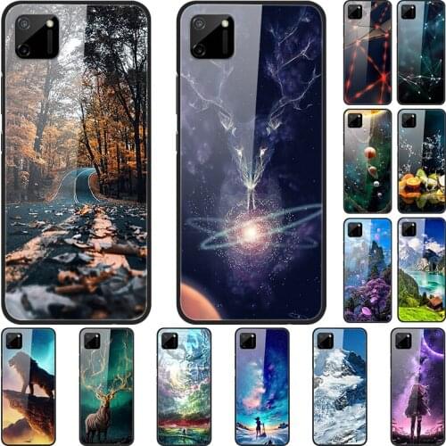 Case For Realme C11 Back Phone Cover Black Silicone Bumper With Tempered Glass Series 2