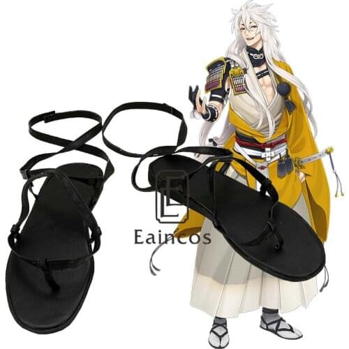 Touken Ranbu Online Kogitsunemaru Black Sandals Cosplay Shoes Custom-made