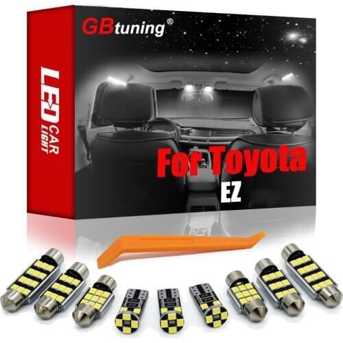 GBtuning Canbus LED Interior Light Kit 12pcs For Toyota EZ E Z 2011-2016 Car Vanity mirror Dome Map Trunk Door Lamp Accessories