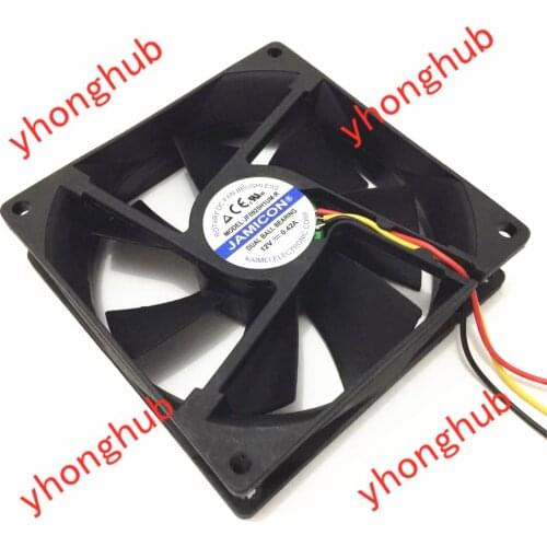 Jamicon JF0925H1UM-R DC 12V 0.42A 90x90x25mm 3-Wire Server Square Fan